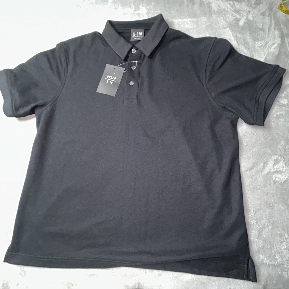 U-510 Polo Shirt Mens Large Black  Under 510 Button Down